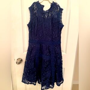 Knitworks Girls Navy Lace Dress Size 16